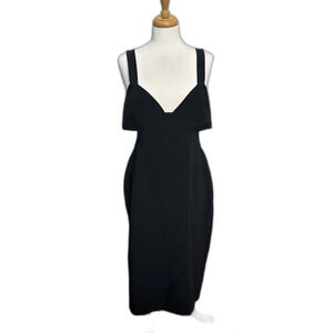 NWT Whimsigoth Gianni Bini Black Crepe Bodycon Dress Peep Shoulders Cutouts - 12